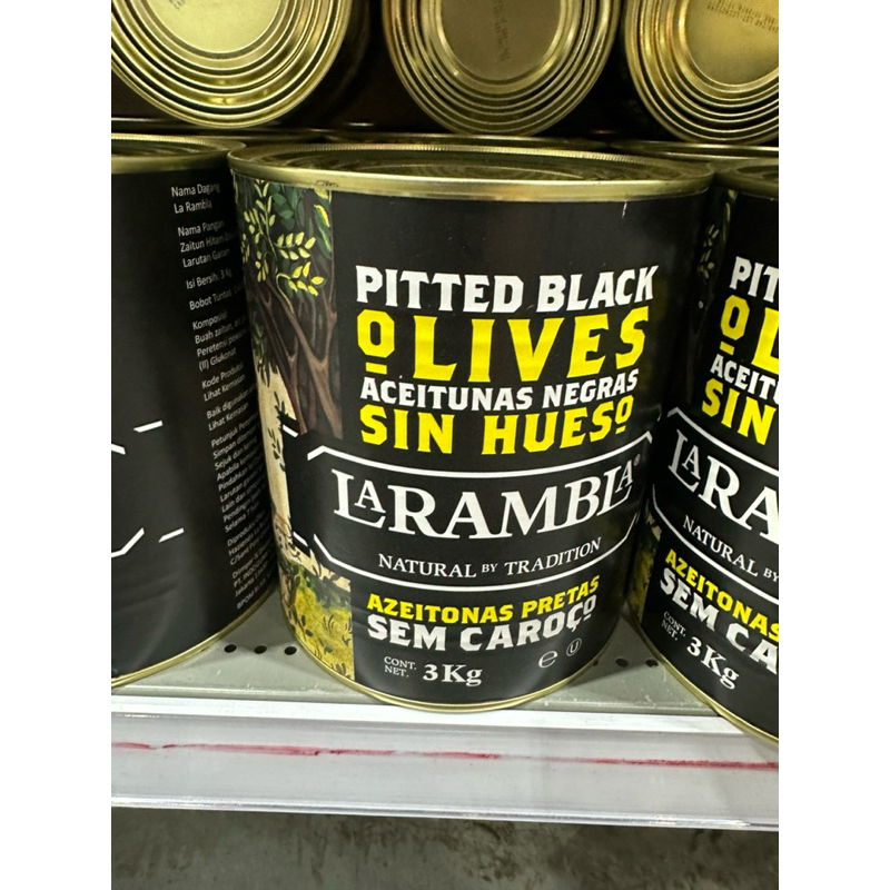 Pitted Black Olives (La Rambla) 3 Kg. Olive Seedless (Larambla Brand