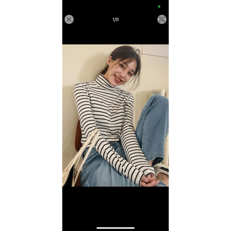 Forward Dazy Long-Sleeved Shirt High-Neck White Striped Black And Hand ...
