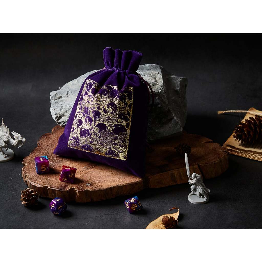 Mya Sac à Cordon En Velours Pour Dés D&D | Double Couche, Fond Rond, Idéal Pour Bijoux Et Jeux De Société (9x14cm)