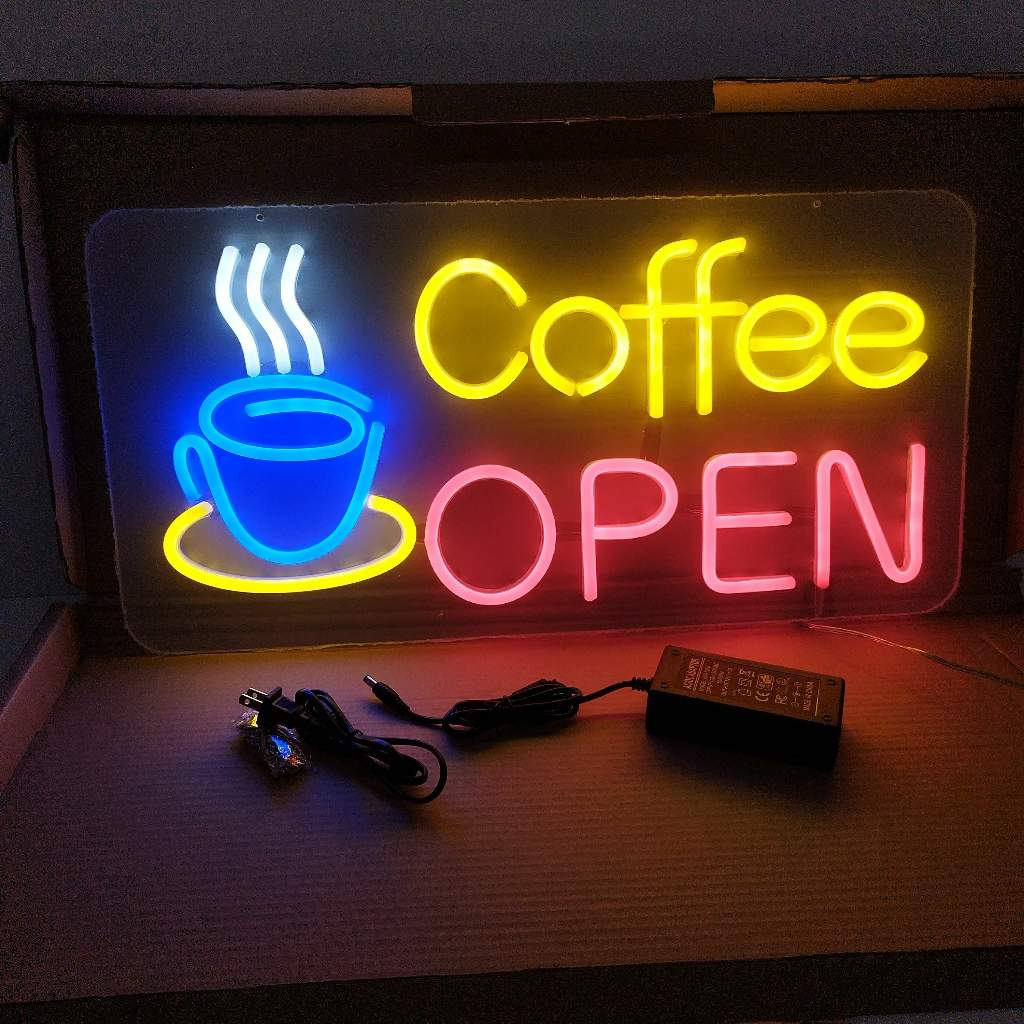 open Light Led Sign Running Coffee-open/Clear Background Size 60x30cm ...
