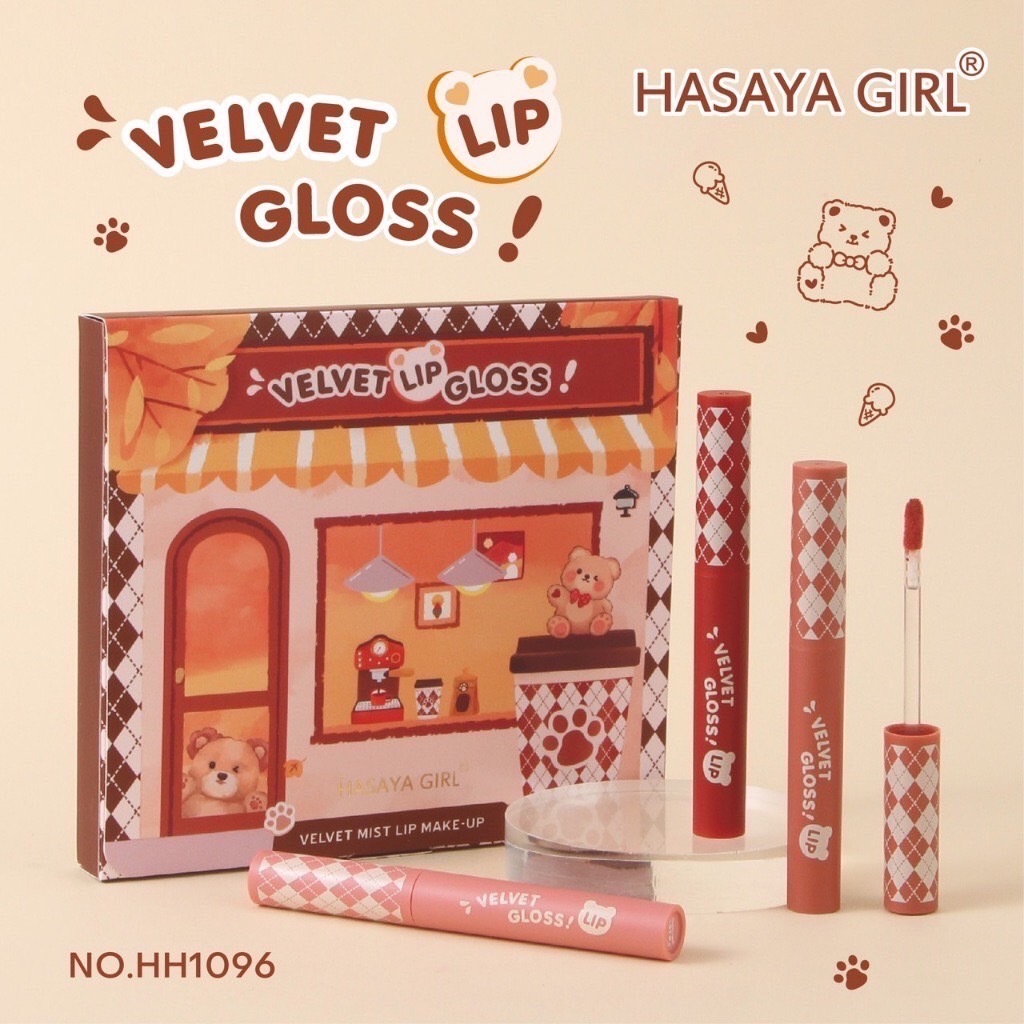 HASAYA GIRL VELVET LIPGLOSS Tight Lip Gloss A Set Of Eyebrows Up To 6