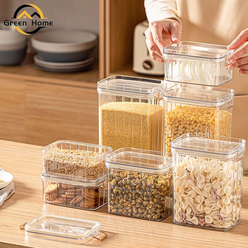 Green Home Food Box 4 Size Vacuum Jar Dry Storage With Sealed Lid For