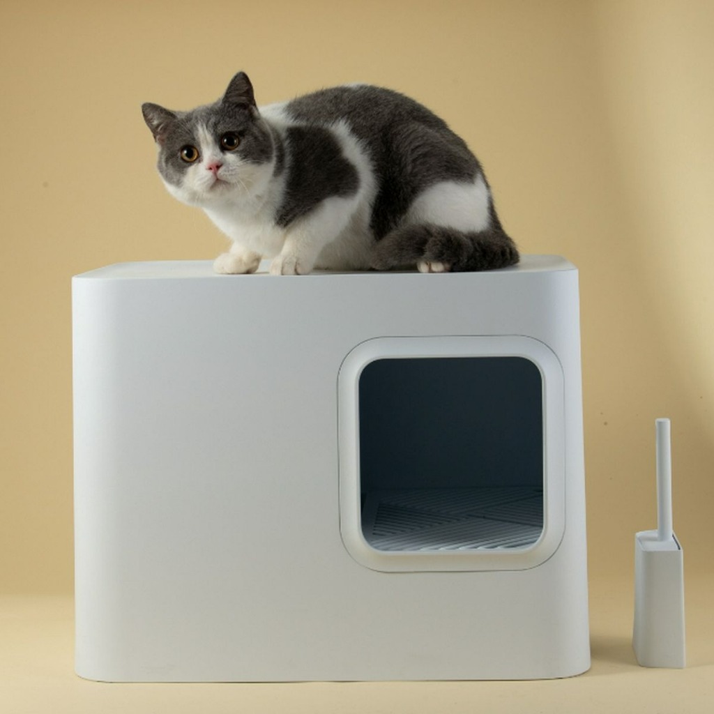 PANDO J1 Cat Litter Box Minimalist Style Toilet White (White)(1pcs ...