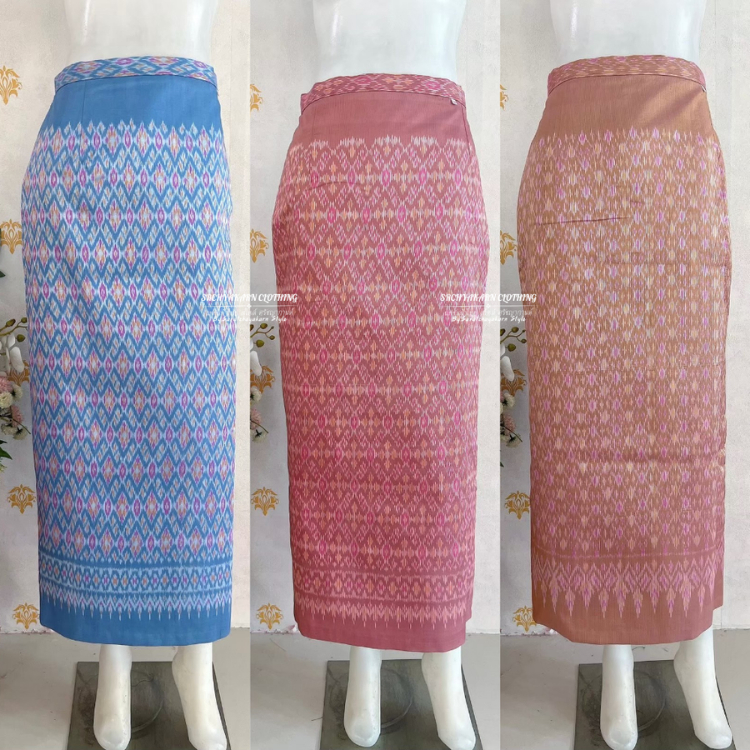 Ready-Made Bags Real Silk Fabric Cut Side Zip Pastel Tones Pattern Slim ...