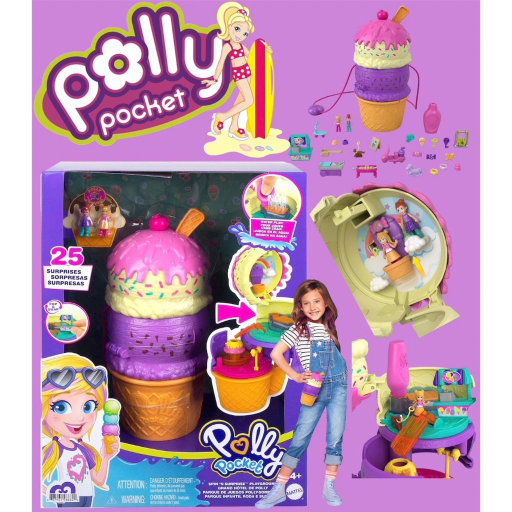 Ice Cream Polly Pocket 2-In-1 Travel Toy Playset Spin'n Surprise Cone ...