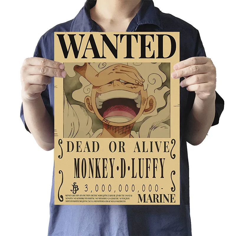 One Piece Wanted Poster Luffy 3 Billions New Reward Kraft Paper Retro ...