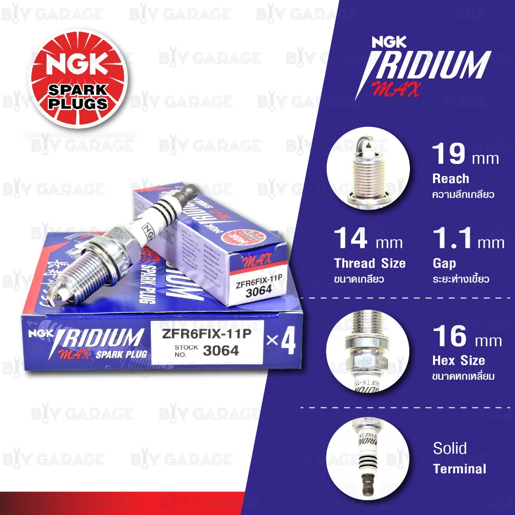 NGK Spark Plug Model Iridium Max [ZFR6FIX11P] For Honda CRV Civic ES