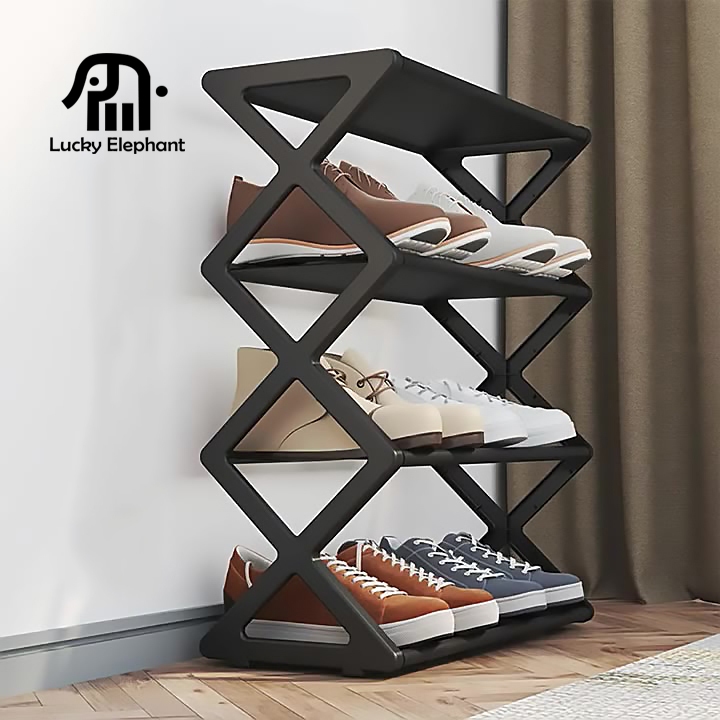 LuckyE Shoe Rack X Shape Storage Steel 4-Tier Frame | Shopee Philippines