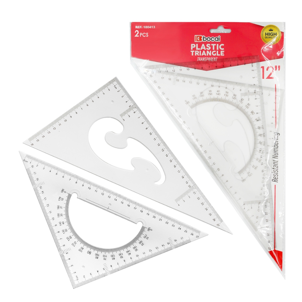 Triangle Angle Ruler Plastic Transparent Scene Wood Set 12 Inch DL ...