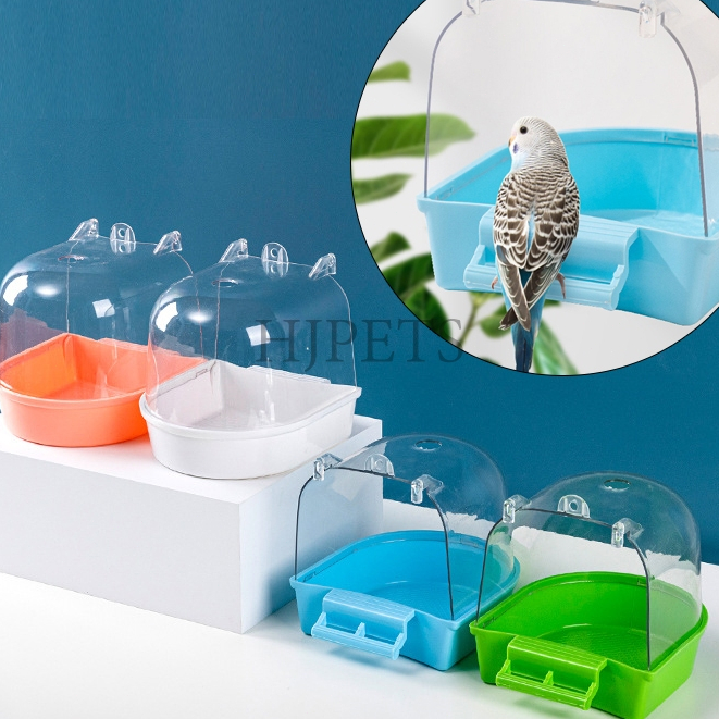 Parrot Bathtub Cage Toilet Bird Bath Tub With Water Filling Clear Cover ...