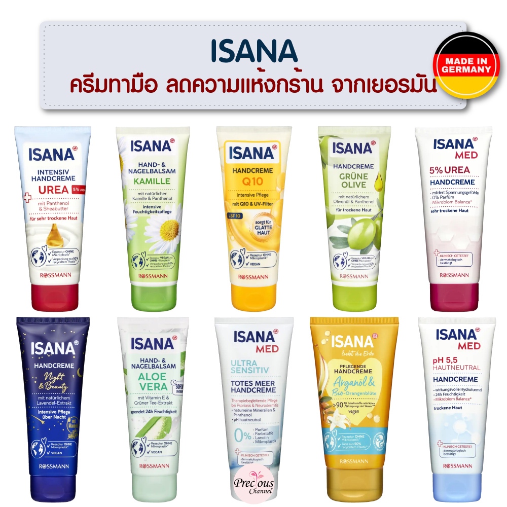 isana Hand Cream Model Urea Aloe vera Grne Olive Q10 Mild Kamille Repair  55% & Cica From Germany | Shopee Philippines