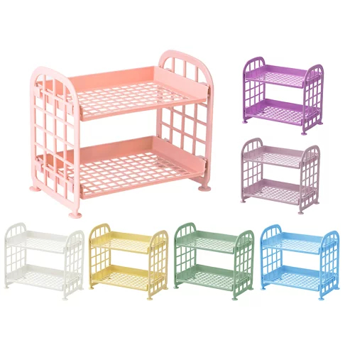 2 Plastic Shelves Multi-Purpose Arrange The Record On Your Desk ...