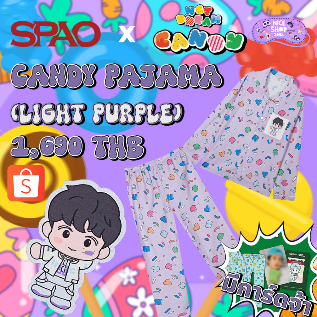 Spao X NCT Dream Candy Pajamas Long Sleeve (Light Purple) Korean ...
