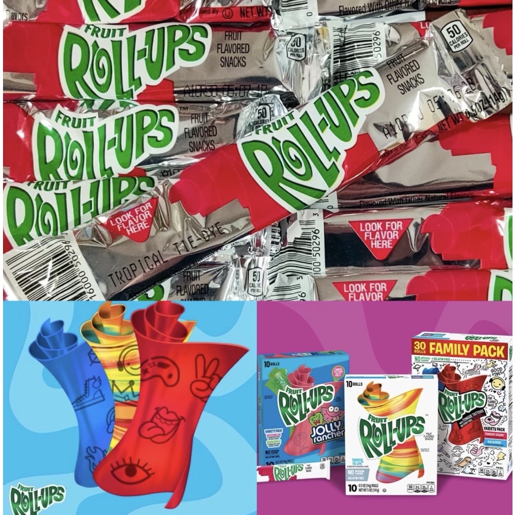 Fruit Roll Ups With Tongue Tattoos New Package 1 Box Contains 10 Rolls Weight 141 Grams 2