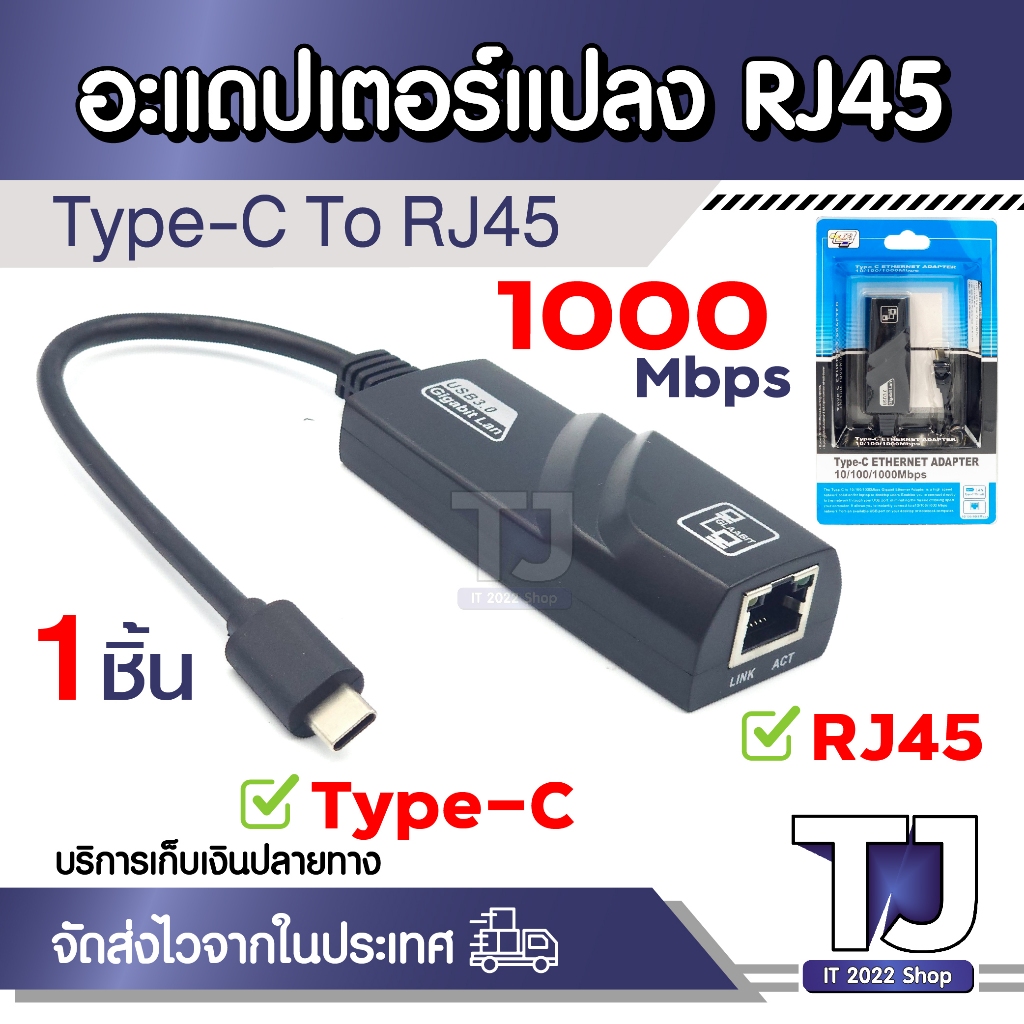 Type C To RJ45 Converter Cable ETHERNET ADAPTER 10/100/1000Mbps Gigabit ...