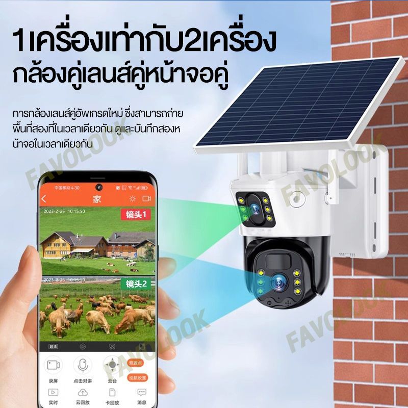 cctv Solar Cell 2 camera 4G WIFI Sim Insert dual lens 4MP 360 Eseecloud ...