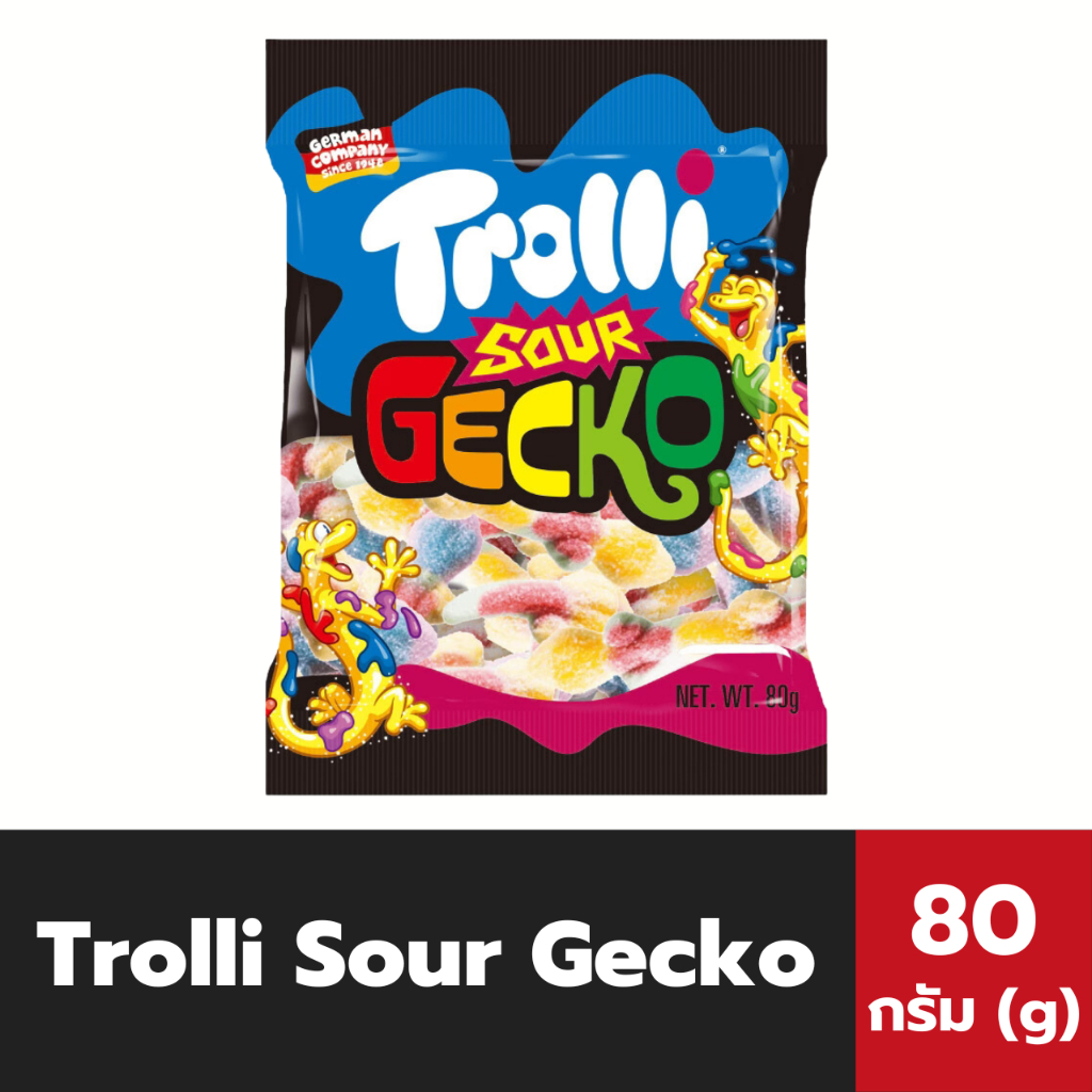 Trolli Sour Gecko Gummi Candy Jelly 80g Instant Gelatin Mixed Fruit