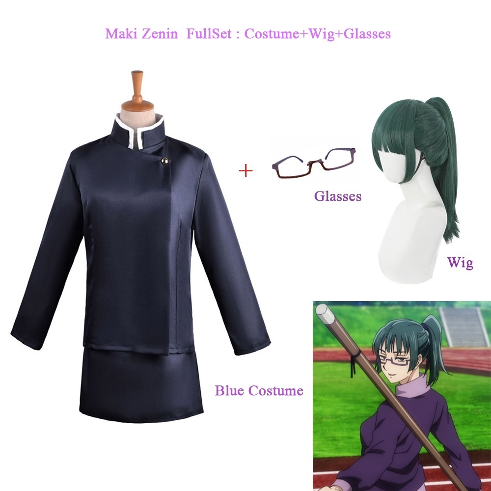 Anime Jujutsu Kaisen Maki Zenin Glasses Women Wig Halloween Cosplay