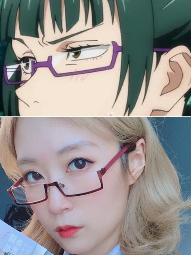 Anime Jujutsu Kaisen Maki Zenin Cosplay Eyewear Purple Half Frame Glasses Eyeglasses Shopee 4340