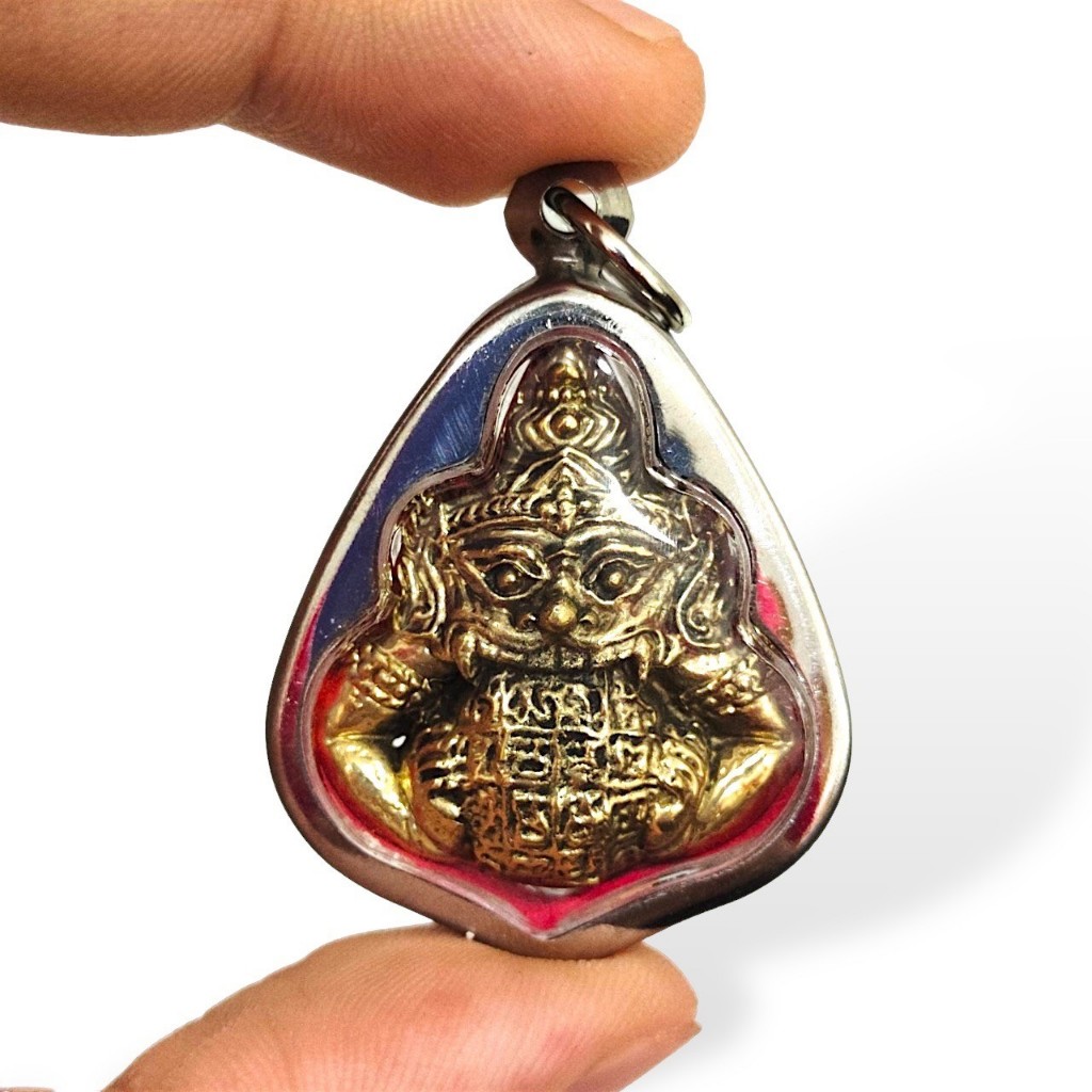 Phra Rahu Om Chan Pendant Golden Head Temple Brass Material Stainless ...