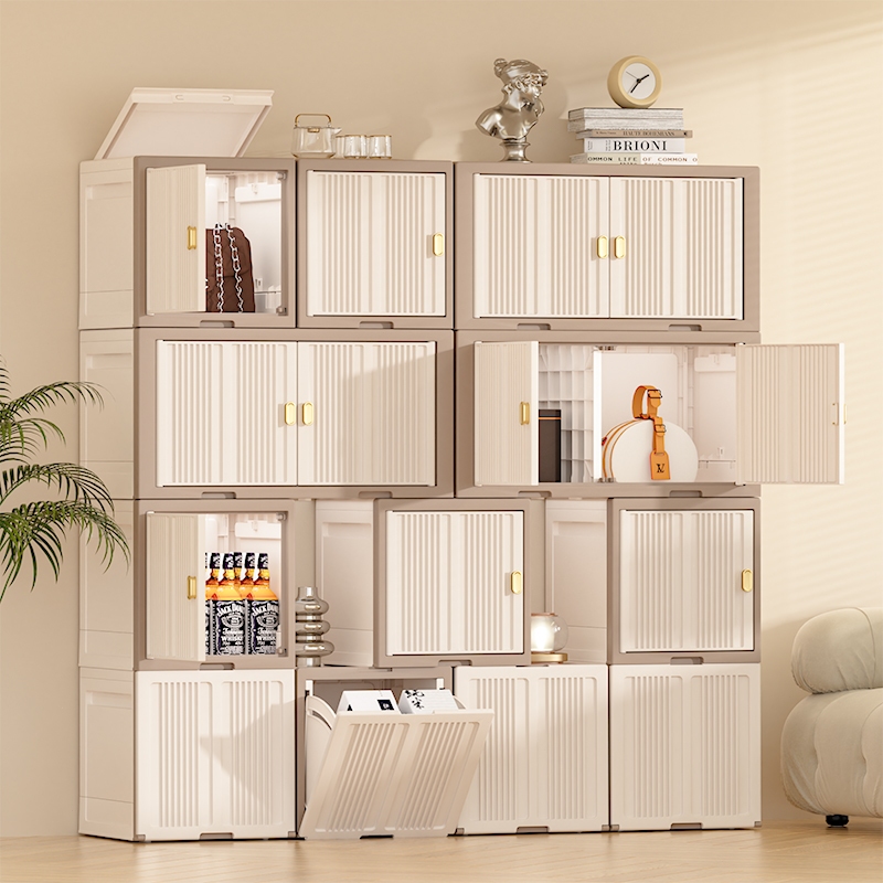 MULI Can Be Folded Storage Box Foldable Cabinet Showcase Dustproof ...