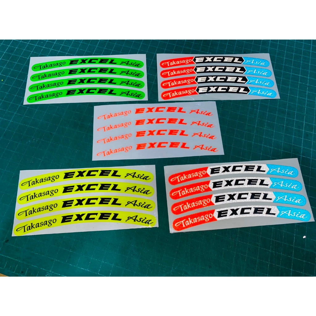 EXCEL Wheel Rim Stickers Reflective And Bright Colors (1 Set = Front ...