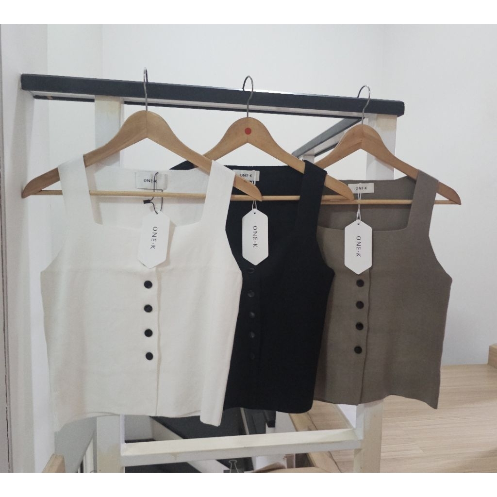 Square Neck Sweater With Black Buttons One-K 171010 | Shopee Philippines