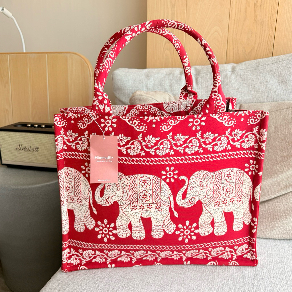 Mimmuffin] Thai elephant Pattern Handbag bag Cloth | Shopee