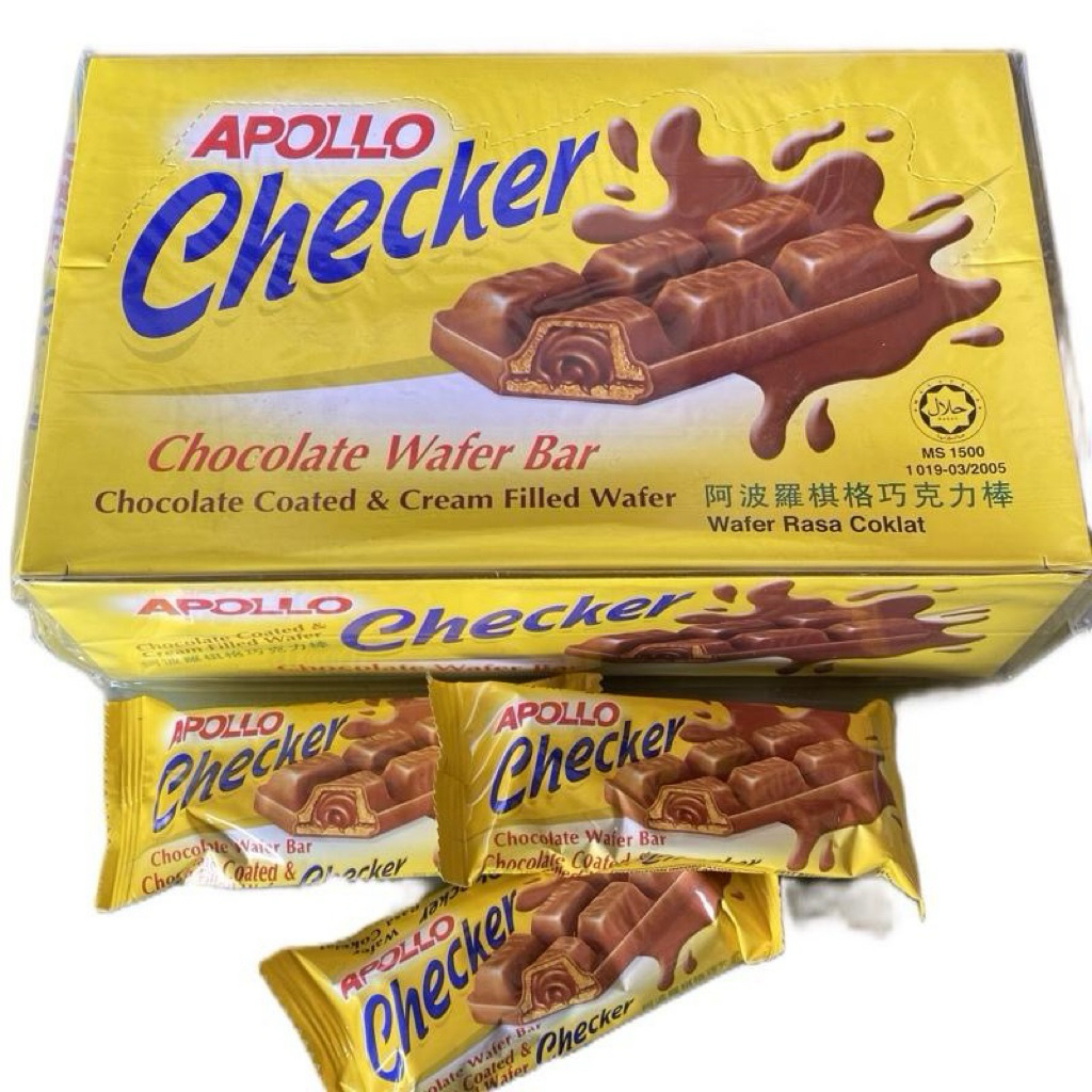 Apollo checker Chocolate Coated Wafer 1 Box Contains 24 Pieces | Shopee ...