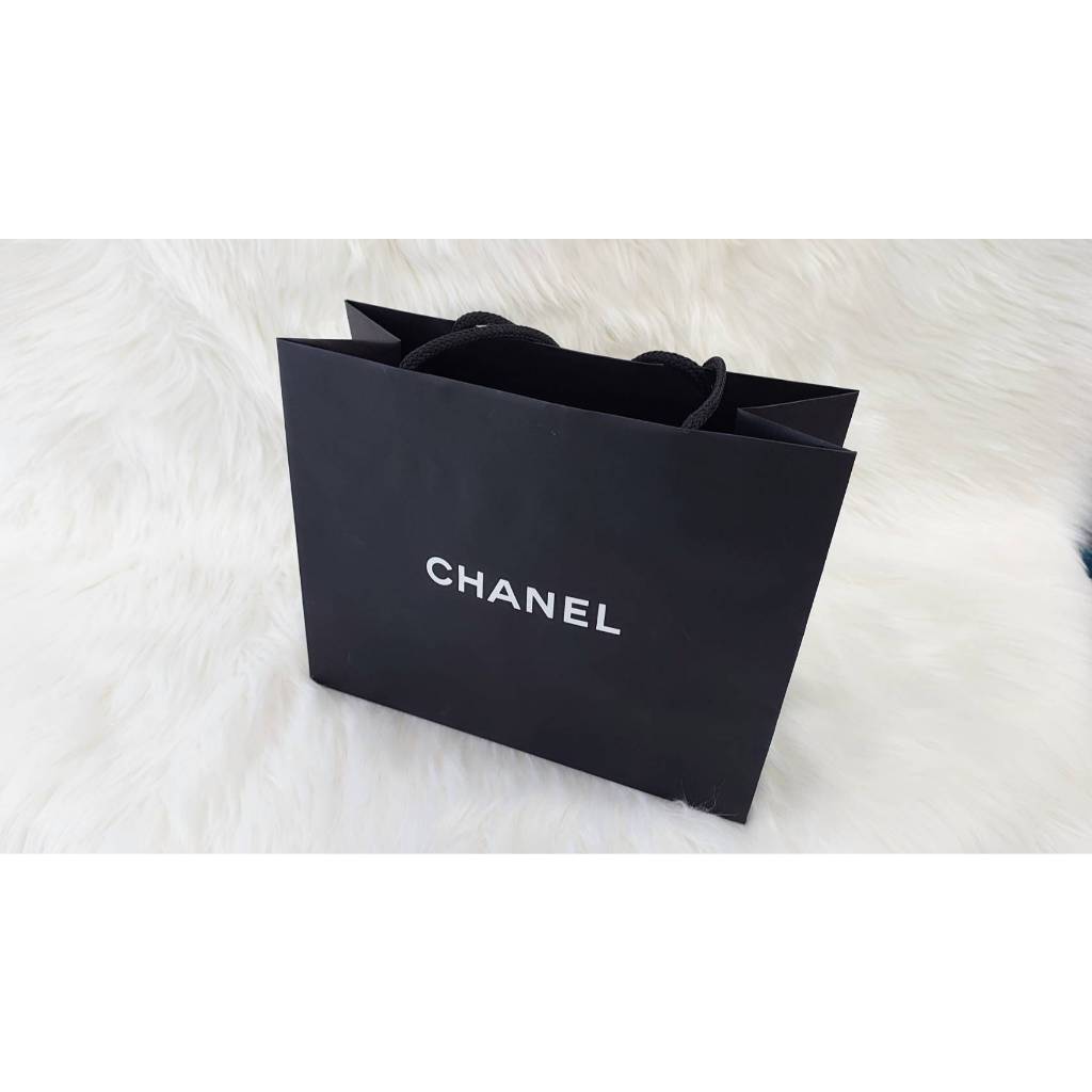 CHANEL Brand Name Paper Bag Plain Black Background Size 30cm x 24cm ...