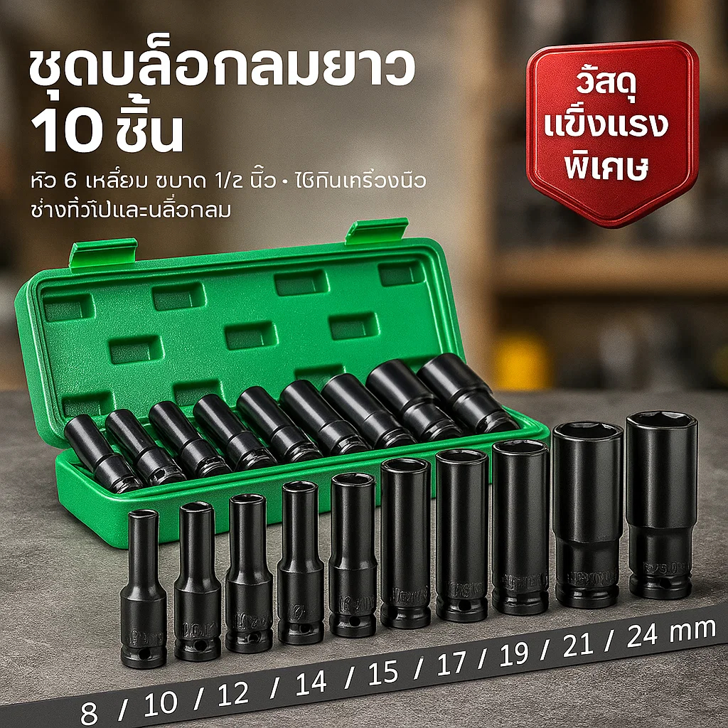 10pacs Long Ball Block Body/Set Electric Wrench 1/2 10-Piece Connection ...
