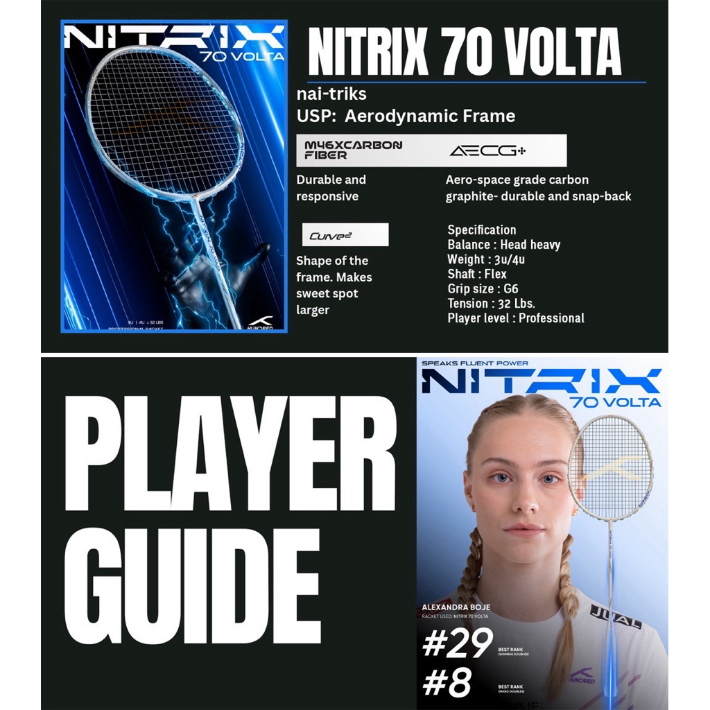 Hundred Badminton Racket Nitrix 70 Venom/Volta | Shopee Philippines