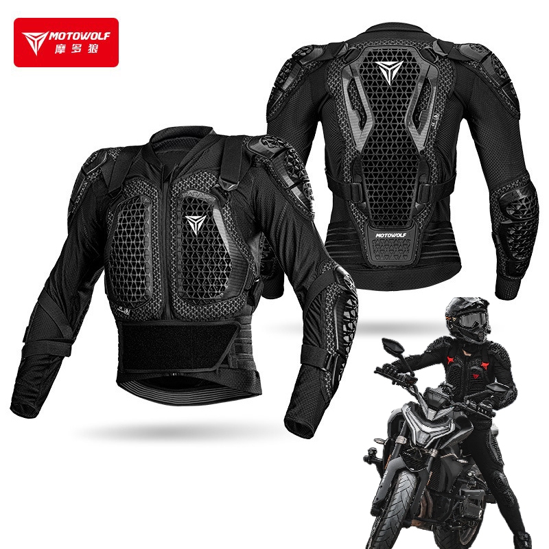 MOTOWOLF Armor Jacket + Motocross Pants Shockproof Back Pad Passed The ...