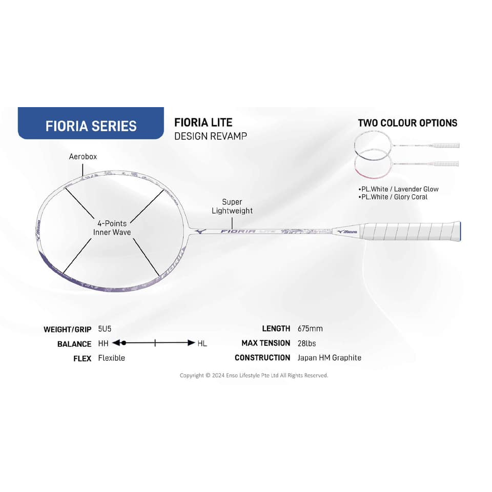 MIZUNO FLORIA LITE 5U Badminton Racket With Strings Thousand Handles ...