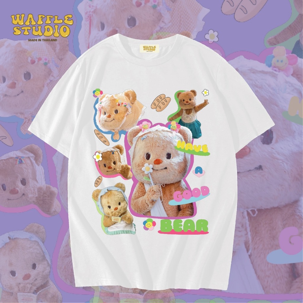 WS1375 Oversized T-Shirt Korean Cotton 1 Butter Bear Butterbear WAFFLE ...