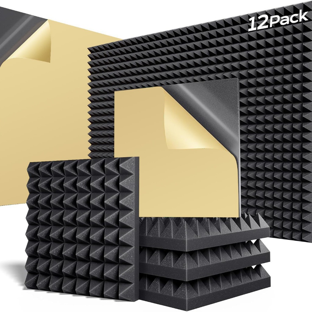 Soundproof Sheet 12 Packs 30x30x5cm Foam Reflective Sound-Absorbing ...