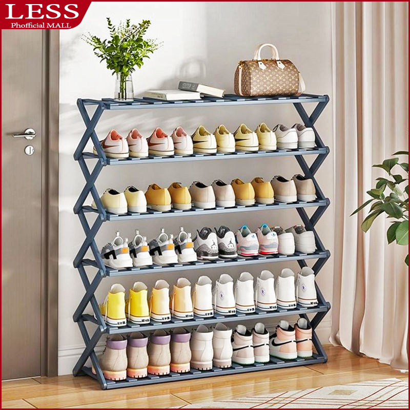 LESS Shoe Rack 3-Tier 4-Tier 5-Tier Thick Barrier Fabric Space-Saving ...