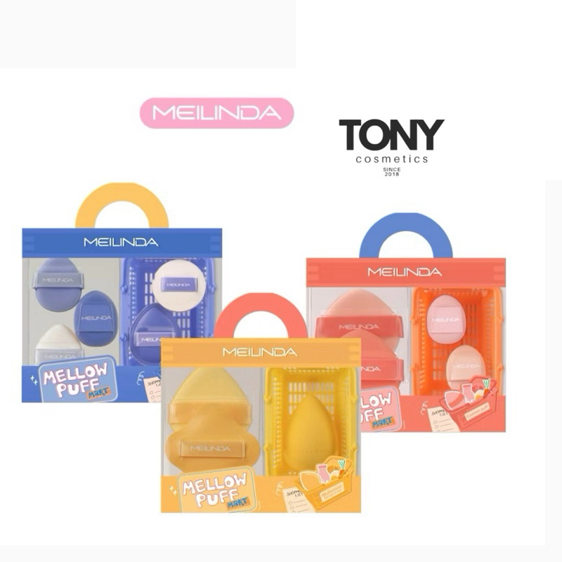 MEILINDA Mellow Puff Mart 3-Piece Set 3 Types Comes With A Mini Basket ...