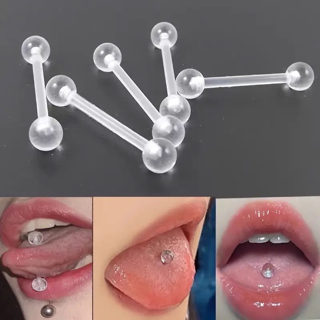 Tongue Piercing Clear Silicone Plastic The Rod Can Be Bent. | Shopee ...