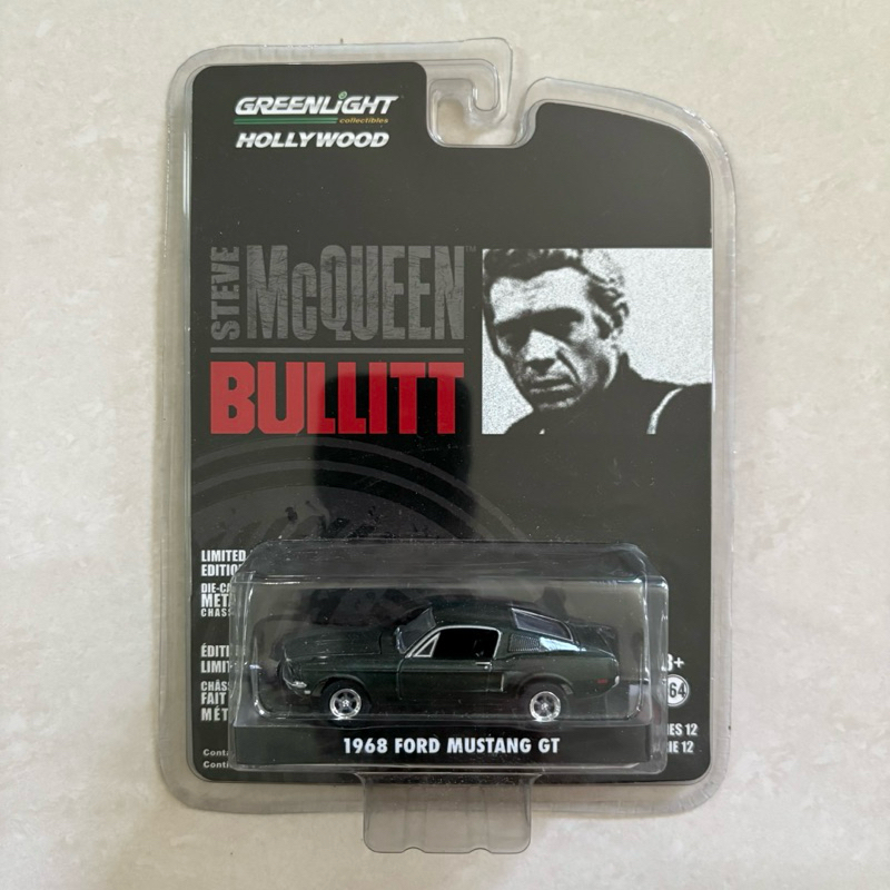 Greenlight 1/64 Ford Mustang GT 1968 – Bullitt – Steve McQueen – Verte – Miniature Neuve