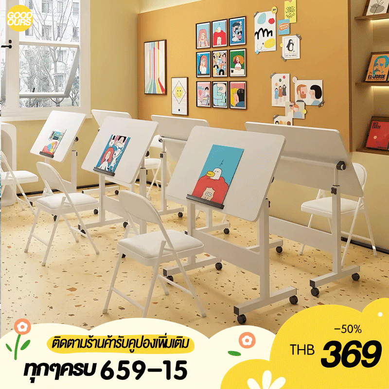 Foldable Study Desk Bed Side Table With 360 Rotation Wheels Easy To ...