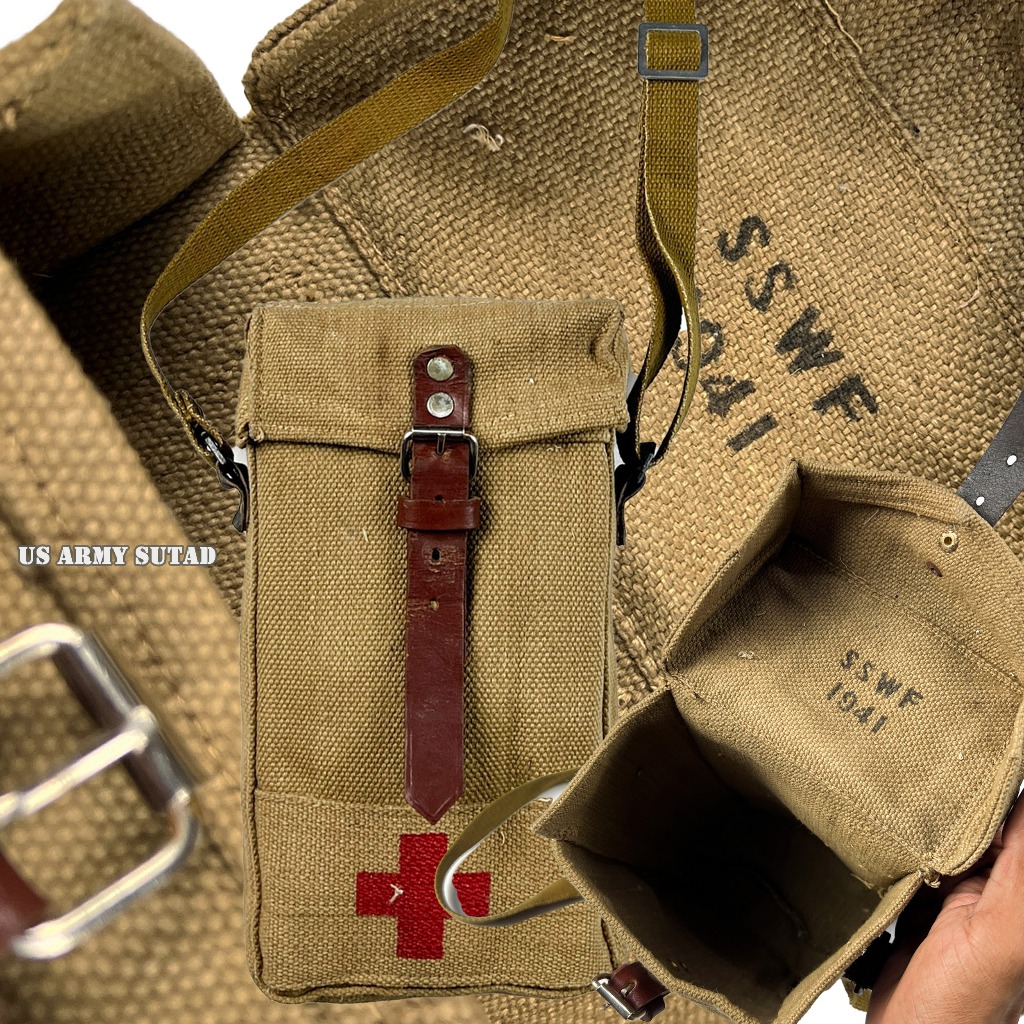 Wool shoulder bag vintage style first aid medic paramedic purse reproduction main image 1