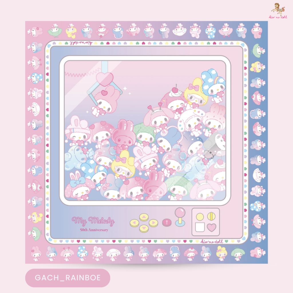 Kiss Me Doll My melody Scarf/Shawl 50th Anniversary Gach Pattern Size ...