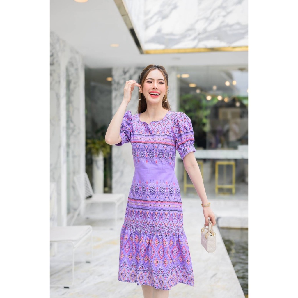 Thai Silk Dress (Available In Sizes 36"-52") Fabric Set With Hook Pattern  Work Clothes A Very Beautiful Wedding Ordination Outfit. | Shopee  Philippines