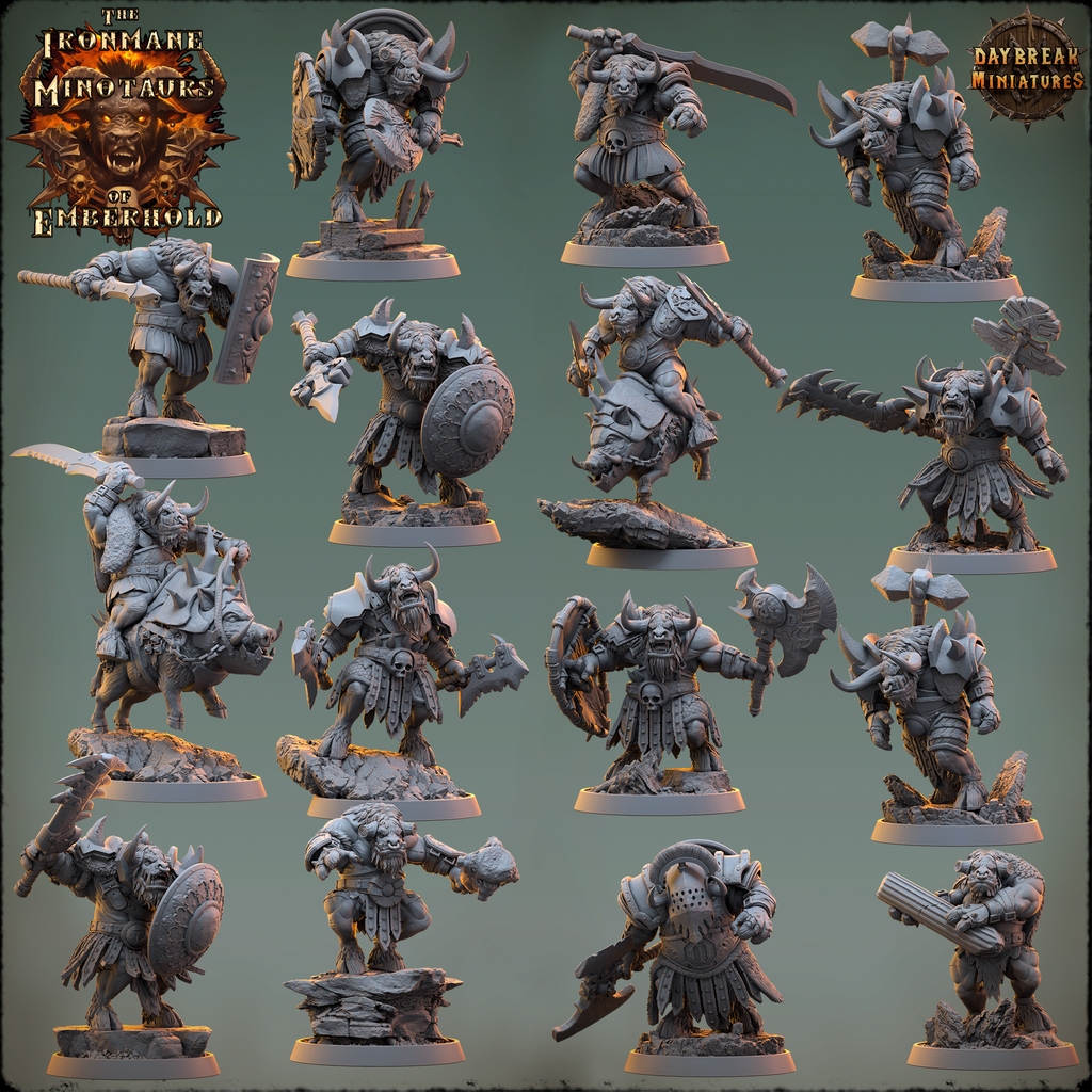 The Ironmane Minotaurs of Emberhold-Model For DnD Miniature and other ...