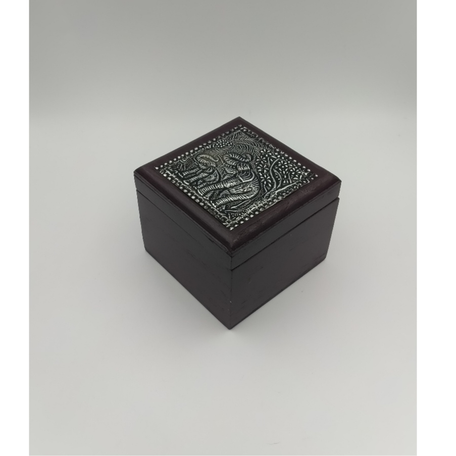 Teak Box Square Sundries Storage Attached To A Small Nickel Sheet ...