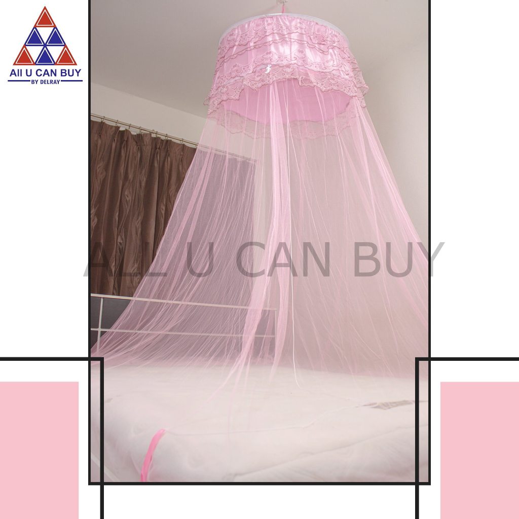 ALL U CAN BUY Mosquito Net Canopy Bed Round Hanging Pink 3.5-6 Feet ...