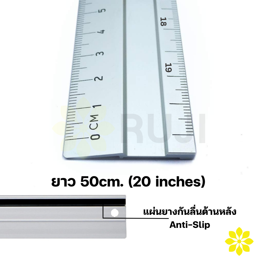 SpaceBall Anti-Slip Aluminum Ruler 30cm./50cm./60cm Feet RUJI Official ...