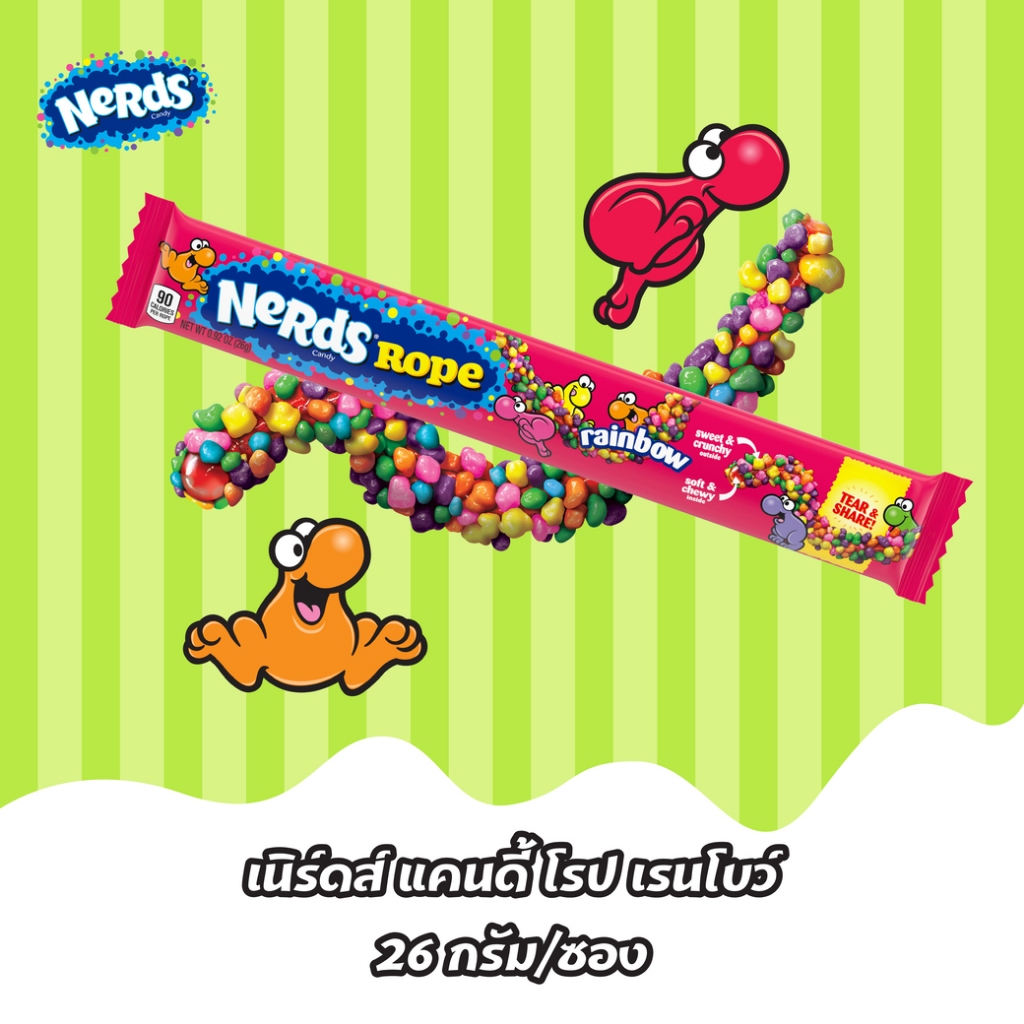 NERDS Rainbow Flavour Long Strip Jelly 26g Rope 26g | Shopee Philippines