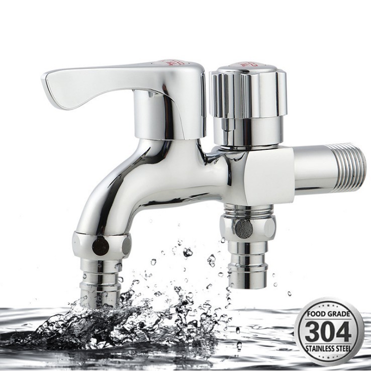 Multi-Purpose Faucet Stainless Steel Tap Double Washing Machine Pool ...